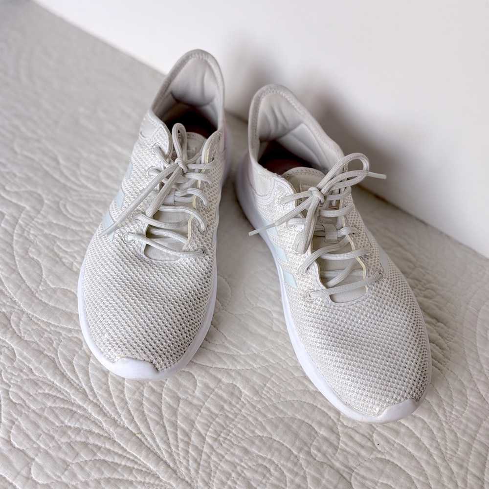 Adidas White & Pink Mesh Sneakers